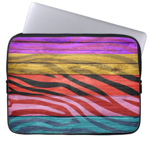 Zebra Print on Wood #12 Laptop Sleeve