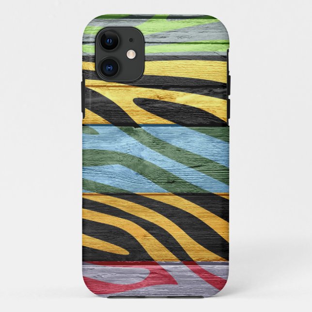 Zebra Print on Wood #2 Case-Mate iPhone Case (Back)