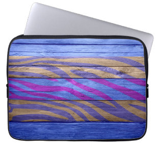 Zebra Print on Wood #6 Laptop Sleeve