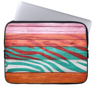 Zebra Print on Wood #9 Laptop Sleeve