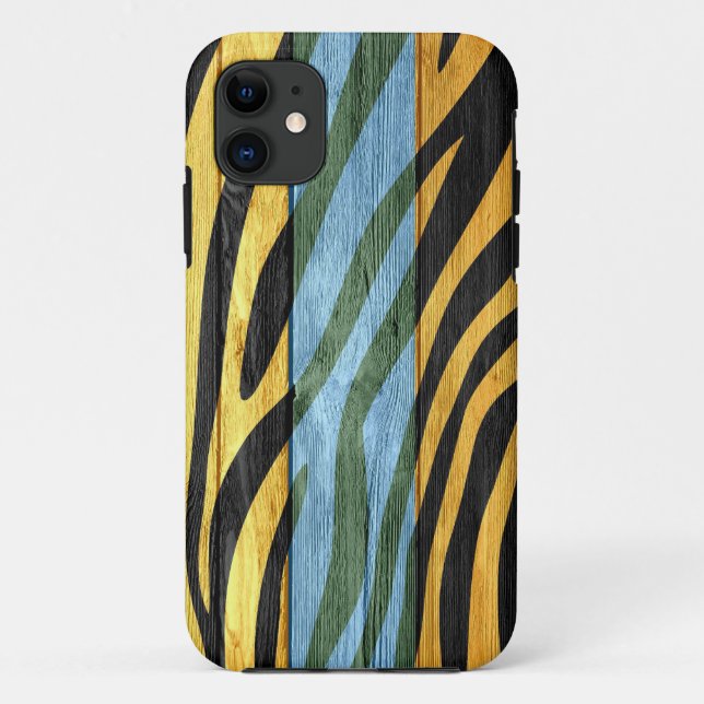 Zebra Print on Wood Case-Mate iPhone Case (Back)