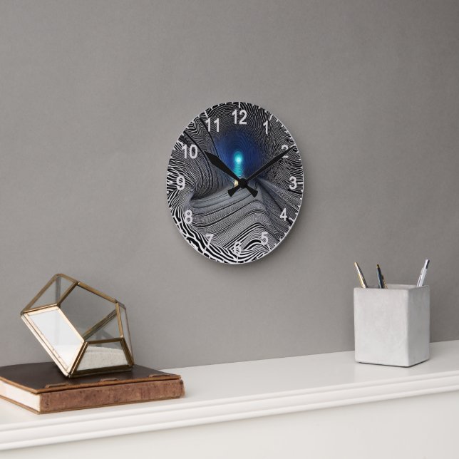 Zebra Print Optical Illusion,  Round Clock (Office)