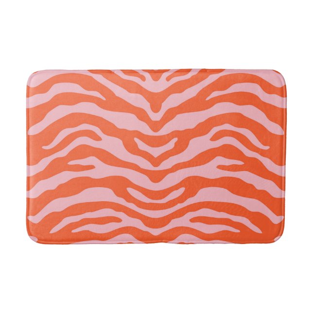 Zebra Print Orange and Pink Bath Mat (Front)