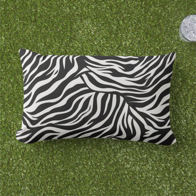 Zebra Print Outdoor Throw Pillow (Grass)