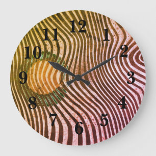 Zebra Print Pattern African Art Boho Decor Large Clock