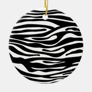 Zebra Print Pattern - Black and White Ceramic Ornament