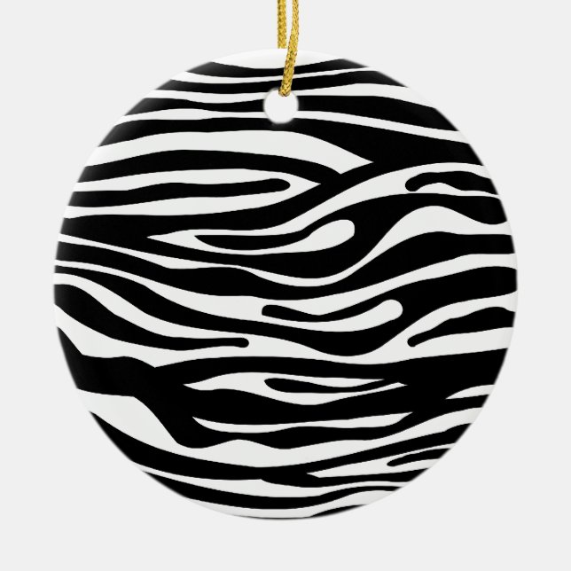 Zebra Print Pattern - Black and White Ceramic Ornament (Front)