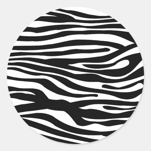 Zebra Print Pattern - Black and White Classic Round Sticker (Front)