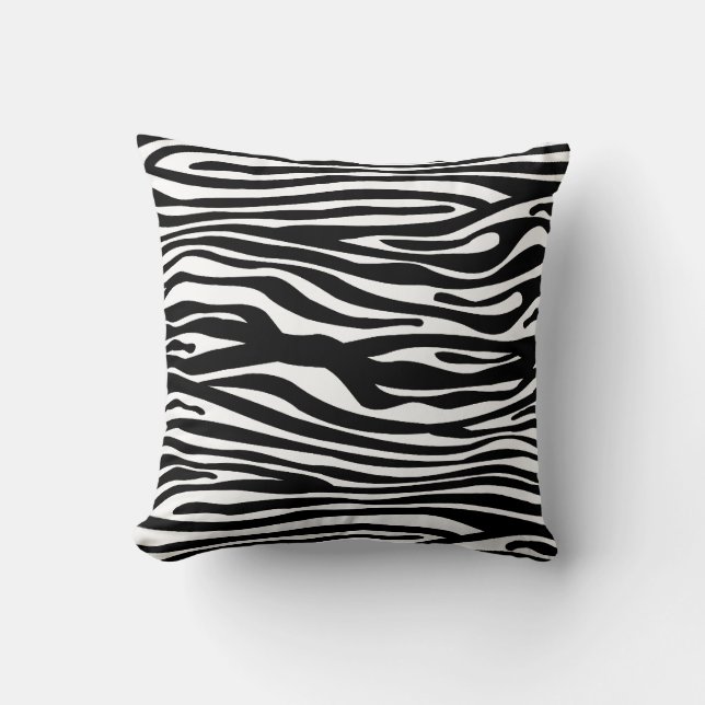 Zebra Print Pattern - Black and White Cushion (Front)