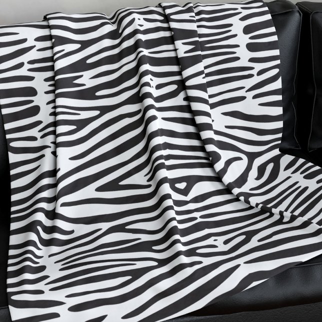 Zebra Print Pattern Black and White Fleece Blanket (A fun zebra print blanket perfect for you.)