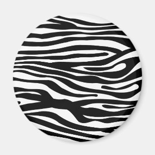 Zebra Print Pattern - Black and White Magnet