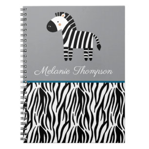 Zebra Print Pattern Custom Name Notebook