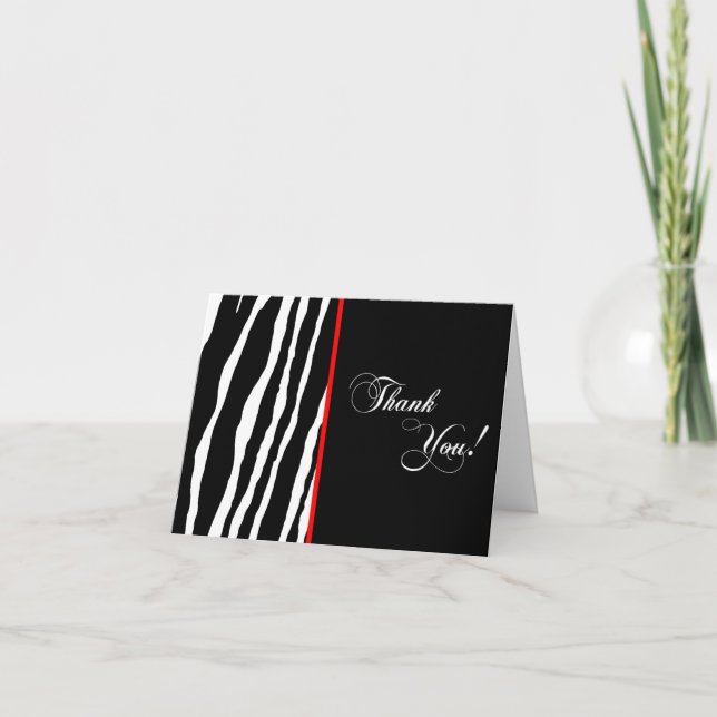 Zebra Print Pattern Thank You Card (Front)
