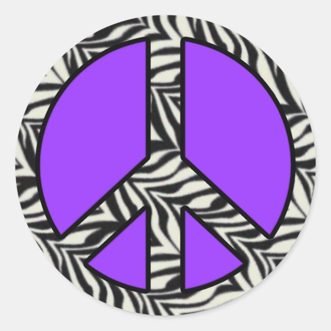 Zebra Print Peace Sign Sticker (Front)