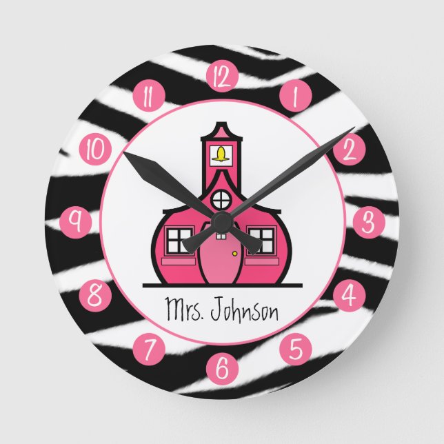 Zebra Print Personalised Clock For Teachers (Front)