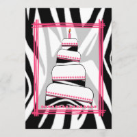 Zebra Print & Pink Birthday Party Invite