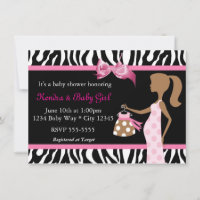 Zebra Print & Pink Bow Mod Mum Baby Girl Shower