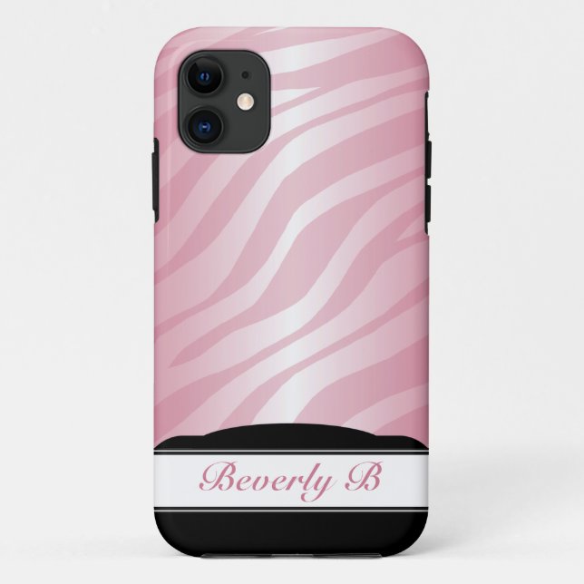 Zebra Print Pink Fusion personalised iPhone 5 Case (Back)