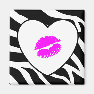 Zebra Print Pink Kiss Magnet