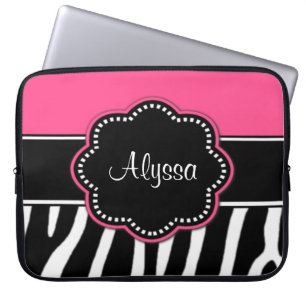 Zebra Print Pink Monogram laptop Case