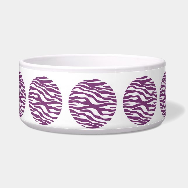 Zebra Print Polka Dots Dog Bowl (Front)