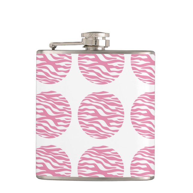 Zebra Print Polka Dots Flask (Front)