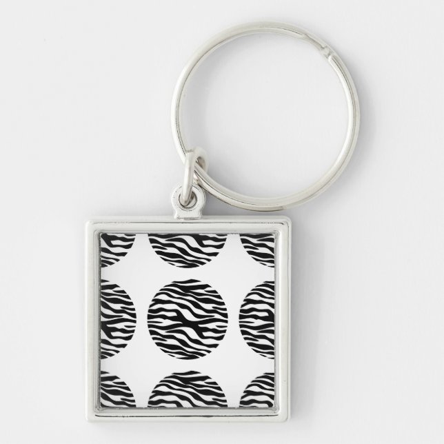 Zebra Print Polka Dots Premium Keychain (Front)