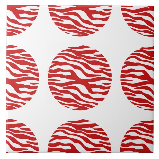 Zebra Print Polka Dots Tile (Front)