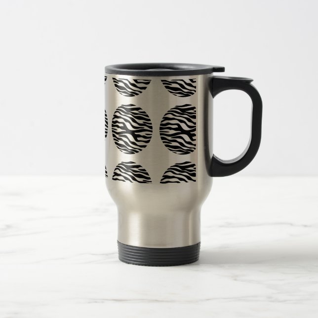 Zebra Print Polka Dots Travel Mug (Right)