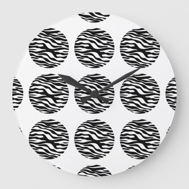 Zebra Print Polka Dots Wall Clock (Front)