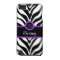 Zebra Print Purple Lace Monogram iPod Touch Case