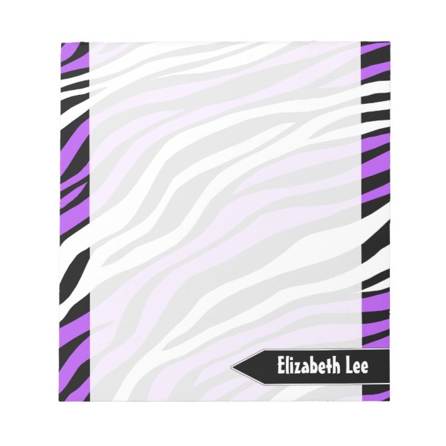Zebra Print Purple Mix Personalised Notepad (Front)