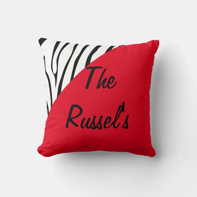 Zebra Print Red Customise Cushion (Front)