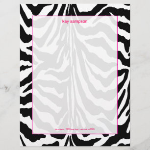 Zebra print, retro colours fuschia accent personalized letterhead