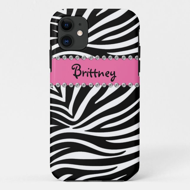 Zebra Print & Rhinestone BLING Case Iphone 5 Case (Back)