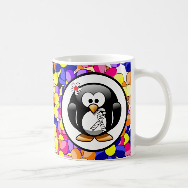 Zebra Print Ribbon Penguin Coffee Mug (Right)