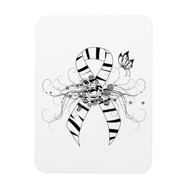 Zebra Print Ribbon with Butterfly Magnet (Vertical)