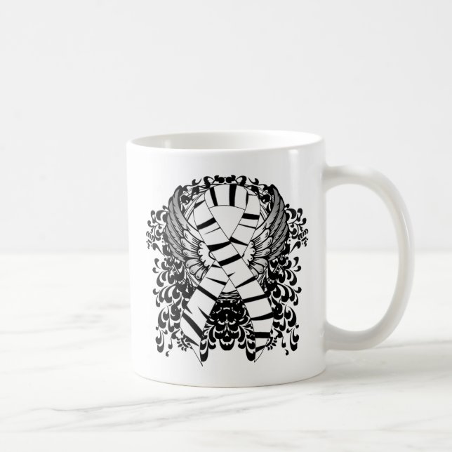 Zebra Print Ribbon with Wings Coffee Mug (Right)