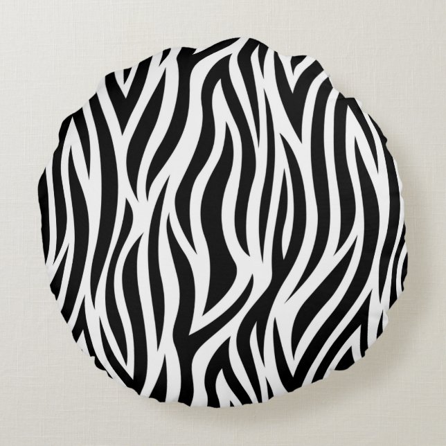  Zebra Print Round Throw Pillow (Back)