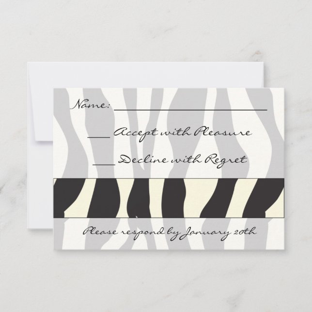 Zebra Print RSVP Card (Front)