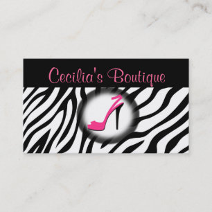 Zebra Print Shoe Boutique Business Card Pink
