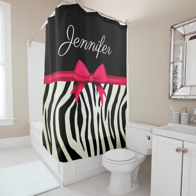 Zebra Print Shower Curtain (In Situ)