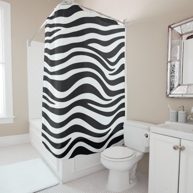 Zebra print shower curtain (In Situ)