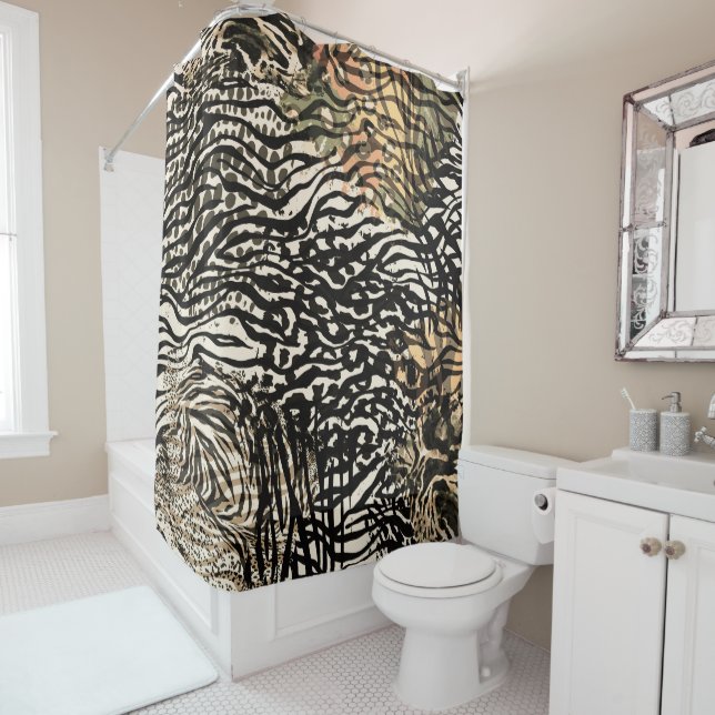 Zebra Print Shower Curtain (In Situ)