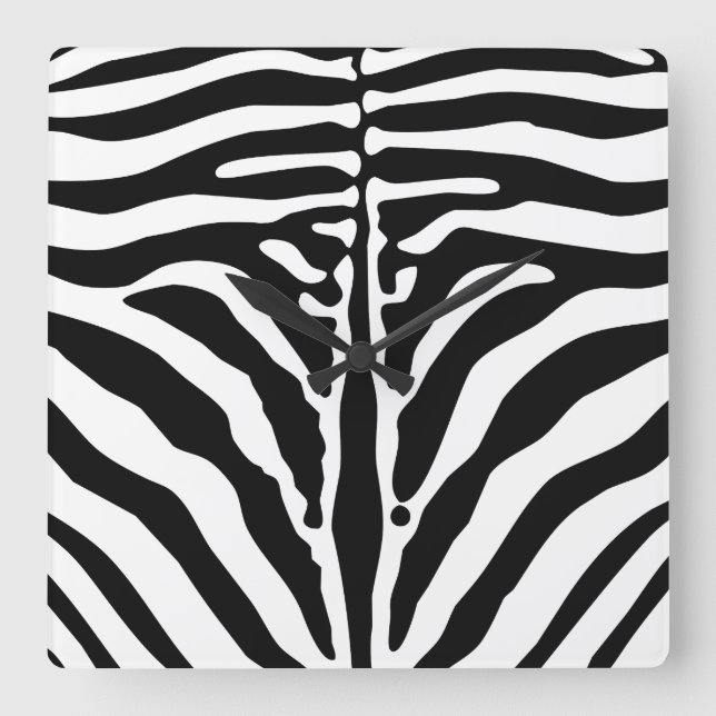Zebra print square wall clock (Front)
