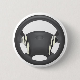 Zebra Print Steering Wheel 6 Cm Round Badge