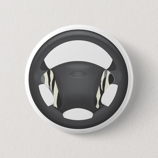 Zebra Print Steering Wheel 6 Cm Round Badge (Front)