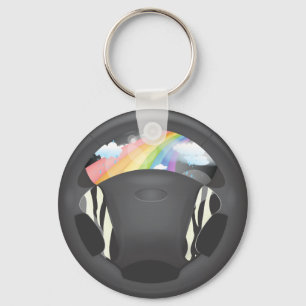 Zebra Print Steering Wheel Key Ring