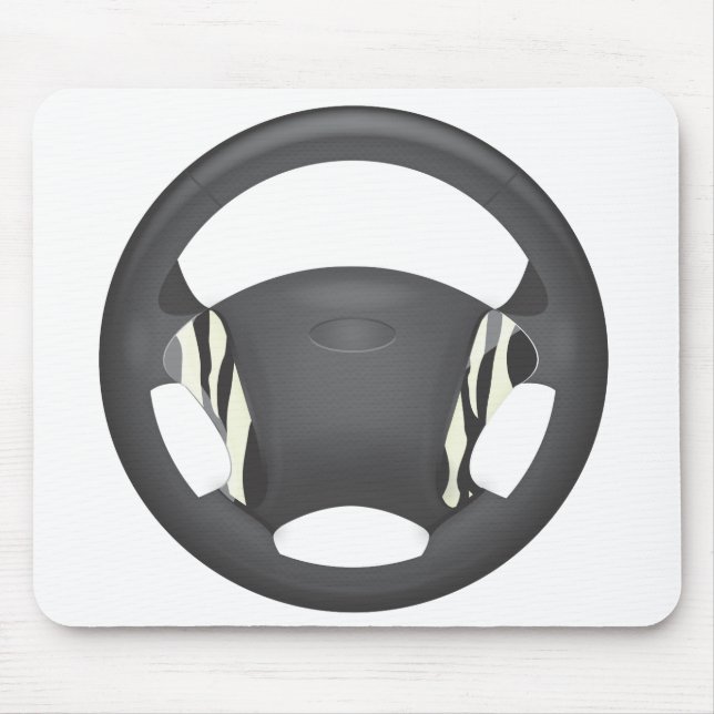 Zebra Print Steering Wheel Mouse Pad (Front)