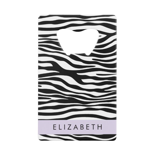 Zebra Print, Stripes, Black And White, Your Name (Front)